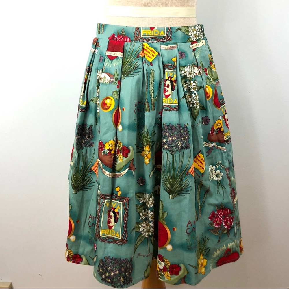 Grace Karin Frida Calo art to wear pleated skirt